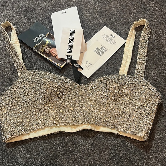 NWT H&M Moschino Rhinestone Bralette size 0 - Picture 2 of 8